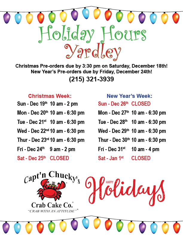 holiday hours 2021 yardley